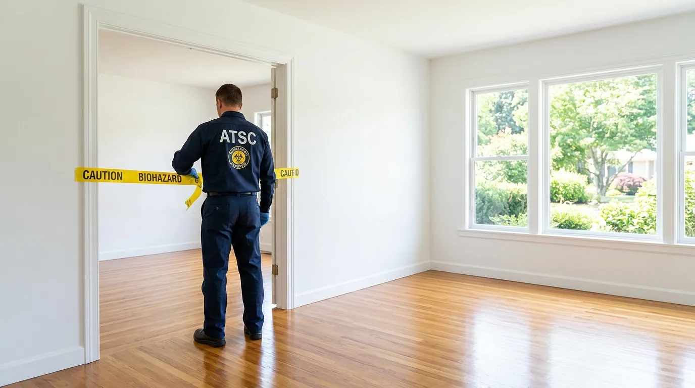 Certified biohazard cleanup crew performing Decomposition Cleanup in Finderne